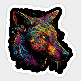 Unleash Your Spirit with our Vibrant Wolf Design Sticker